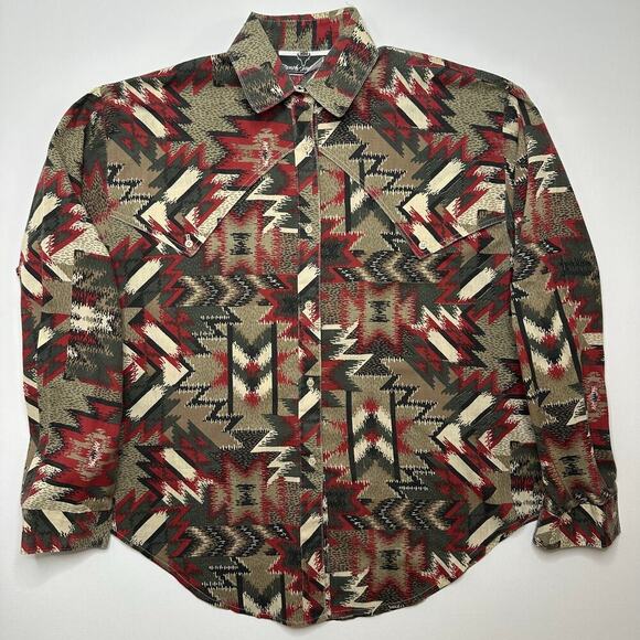 Vintage 1980’s Western Button Front Shirt in Native American Print - Picture 1 of 8